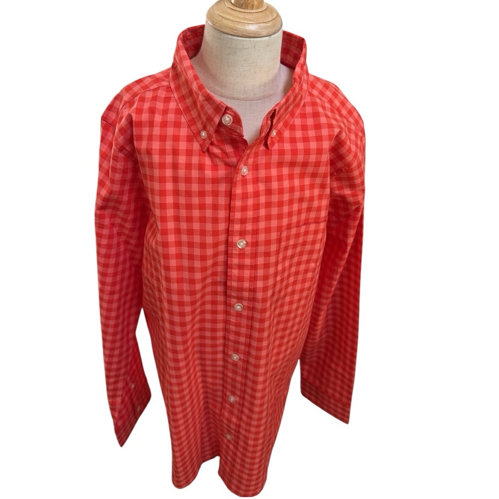 NWOT Lands End Kids Gingham Button Down Long Sleeve Woven Shirt Size  L (14-16)